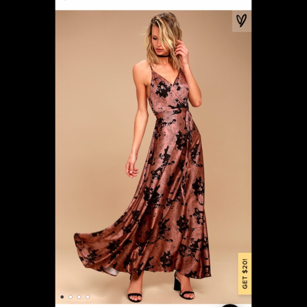 Tea Gardens Rusty Rose Floral Print Maxi Dress